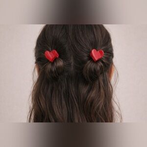 🌈 Red Heart Hair Clips